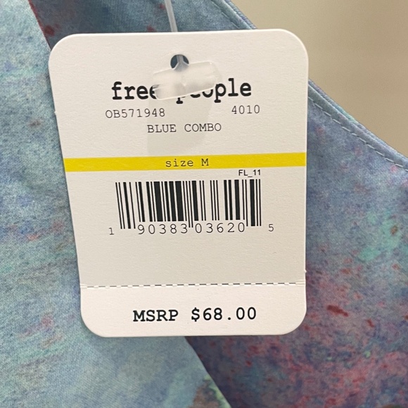 NWT Free People Blue Watercolor Tank (Size M) - Picture 5 of 6